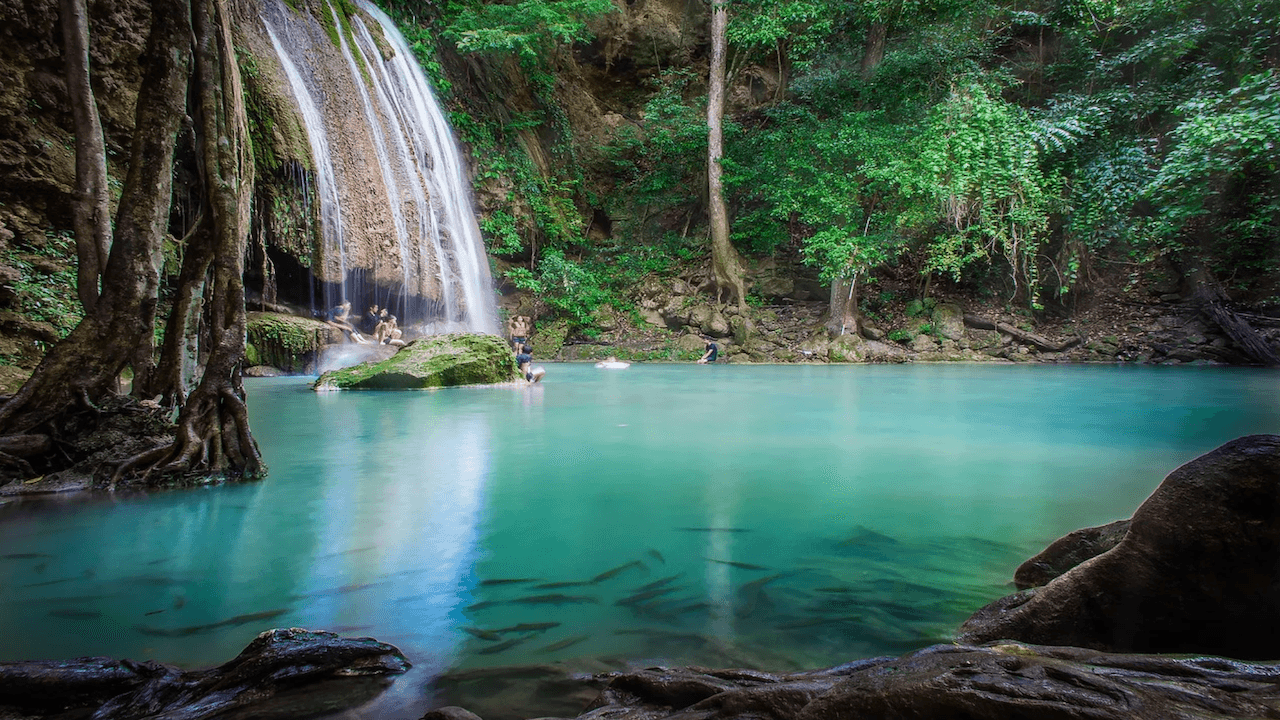 Unspoiled Outdoors-Thaka Floating Market & Erawan Falls   